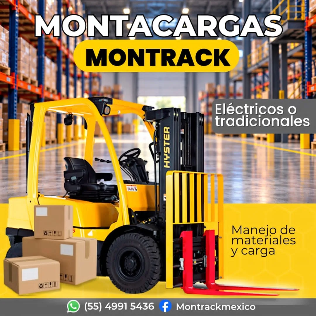 Montacargas Montrack eléctricos o tradicionales en un almacén con racks